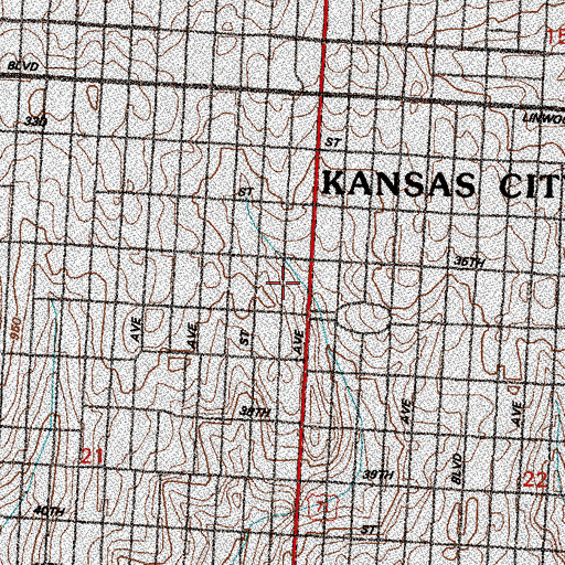Topographic Map of Wabash Avenue Church of God, MO
