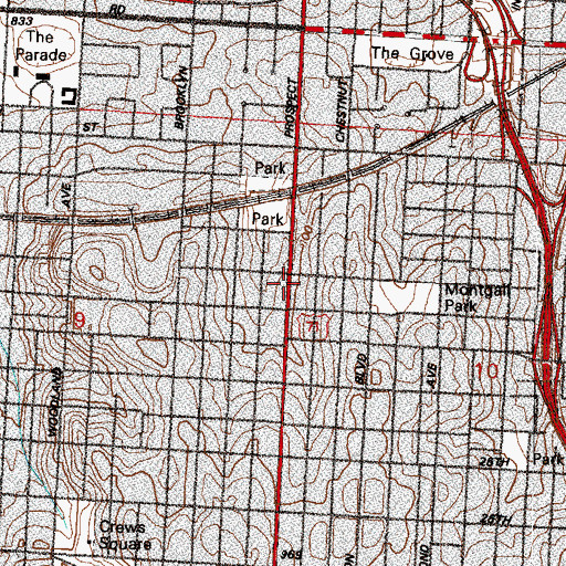 Topographic Map of Ward Chapel African Methodist Episcopal Church, MO