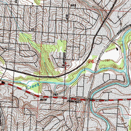 Topographic Map of Westminster Baptist Church, MO