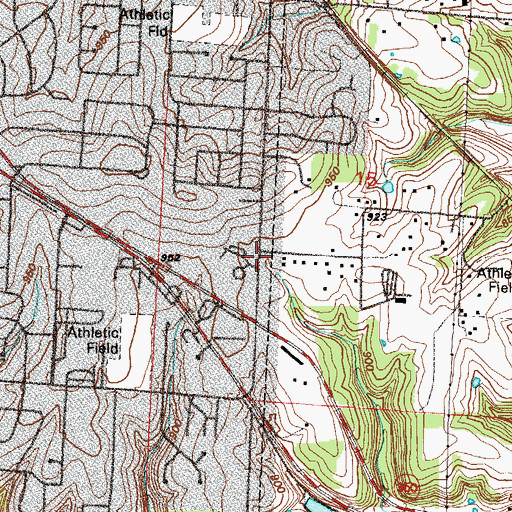 Topographic Map of Westridge Christian Church, MO