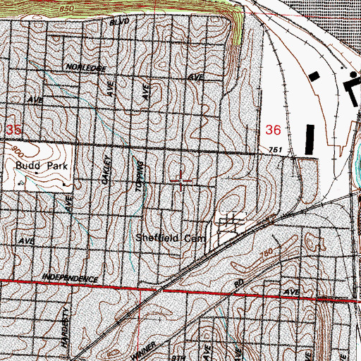 Topographic Map of White Avenue United Methodist Church, MO
