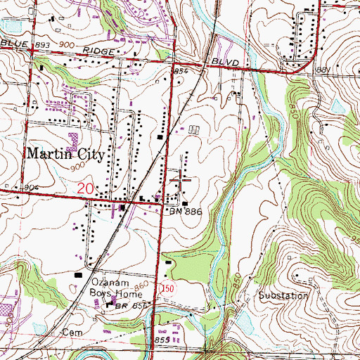 Topographic Map of Word of Faith Christian Center, MO