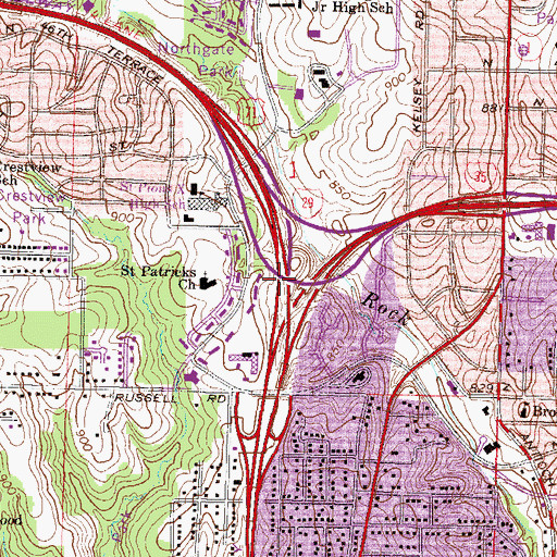 Topographic Map of Interchange 1, MO