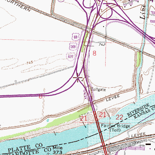 Topographic Map of Interchange 10, MO