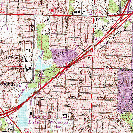 Topographic Map of Interchange 10, MO