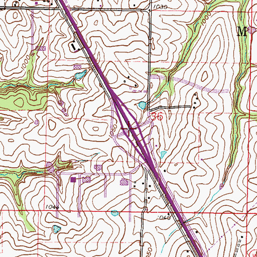 Topographic Map of Interchange 10, MO