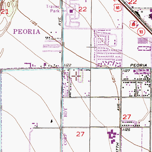 Topographic Map of Chador Mobile Home Park, AZ