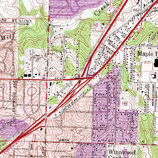 Topographic Map of Interchange 11, MO