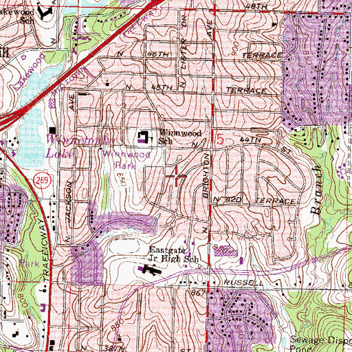 Topographic Map of Interchange 11A and 11B, MO