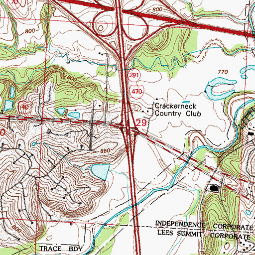 Topographic Map of Interchange 16A, MO