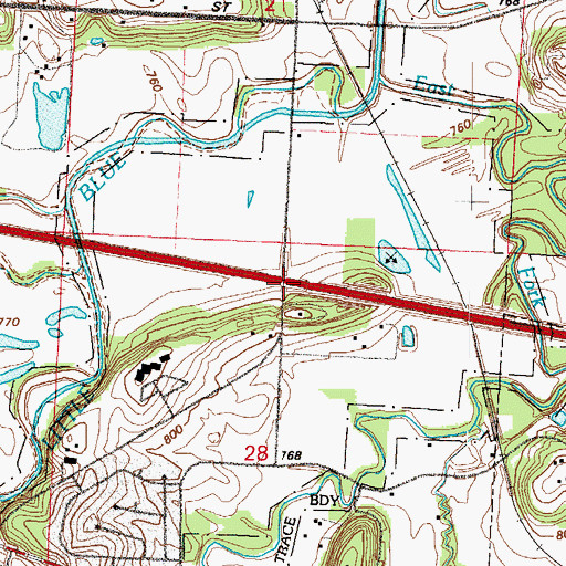 Topographic Map of Interchange 17, MO