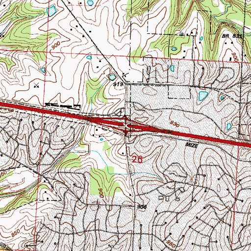 Topographic Map of Interchange 18, MO
