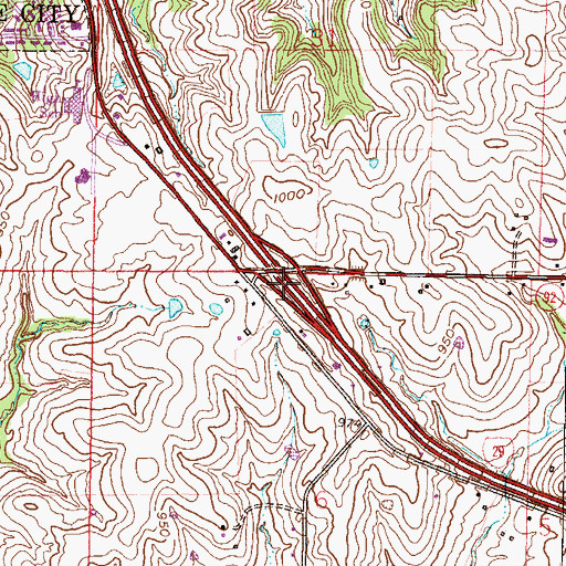 Topographic Map of Interchange 18, MO