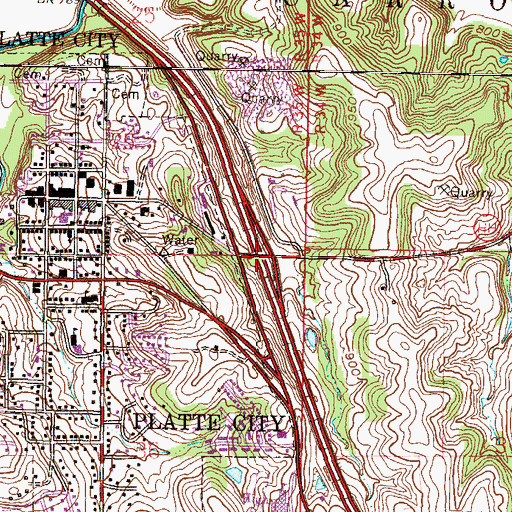 Topographic Map of Interchange 19, MO