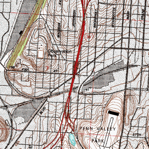 Topographic Map of Interchange 1C, MO