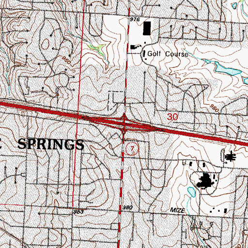 Topographic Map of Interchange 20, MO