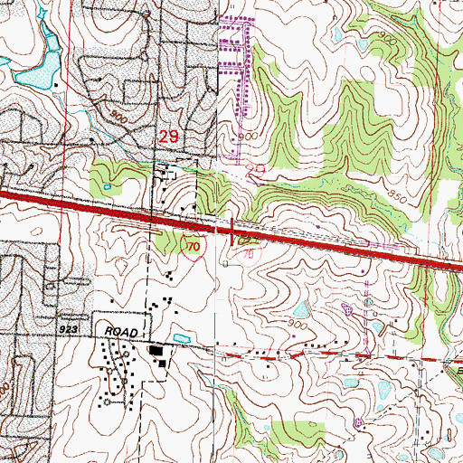 Topographic Map of Interchange 21, MO