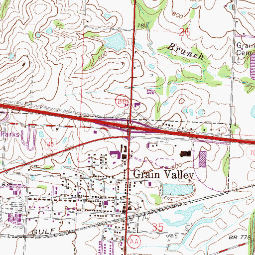 Topographic Map of Interchange 24, MO
