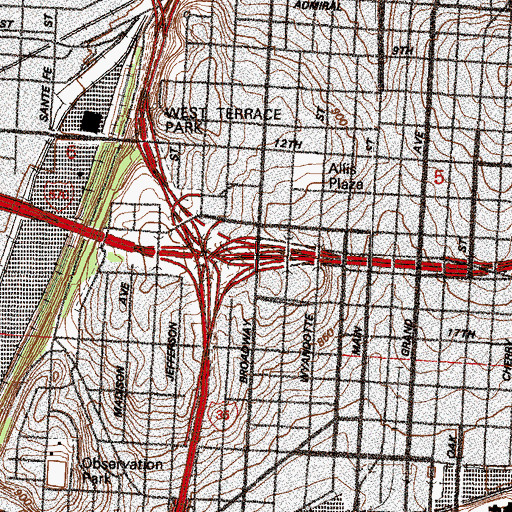 Topographic Map of Interchange 2V, MO