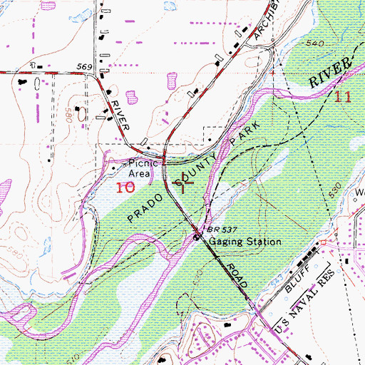 Topographic Map of Prado County Park, CA