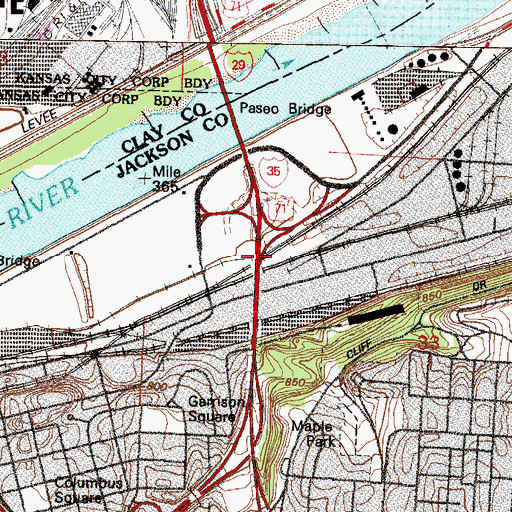 Topographic Map of Interchange 4B, MO