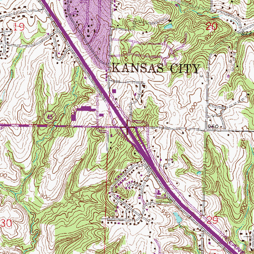 Topographic Map of Interchange 5, MO