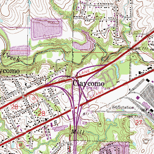 Topographic Map of Interchange 52B, MO
