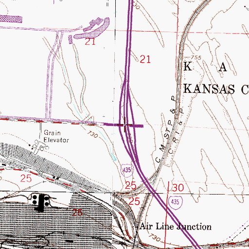 Topographic Map of Interchange 57, MO