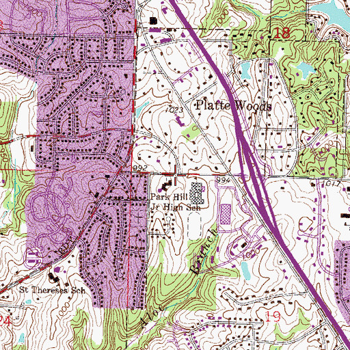 Topographic Map of Interchange 6, MO