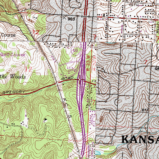 Topographic Map of Interchange 67, MO