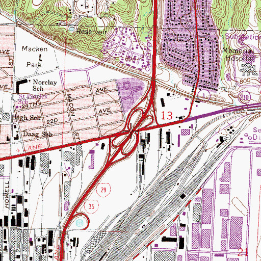 Topographic Map of Interchange 6A and 6B, MO