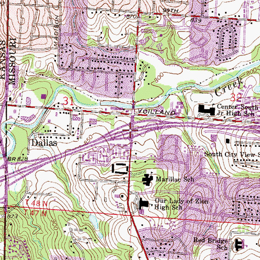 Topographic Map of Interchange 75A, MO