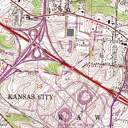 Topographic Map of Interchange 8A and 8B, MO