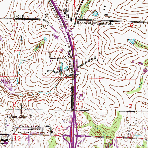 Topographic Map of Interchange 9A and 9B, MO
