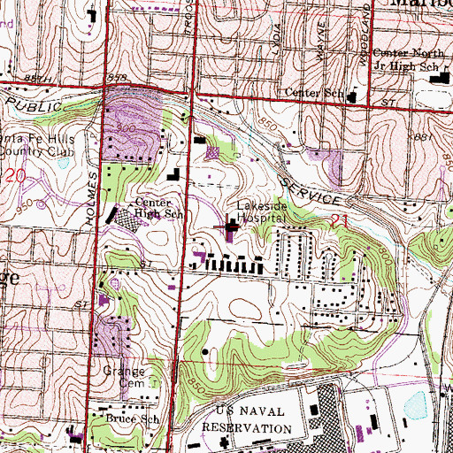 Topographic Map of Kindred Hospital - Kansas City, MO
