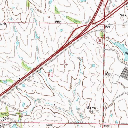Topographic Map of Liberty Hospital, MO