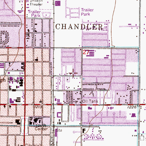 Topographic Map of Chandler Gardens Mobile Home Park, AZ
