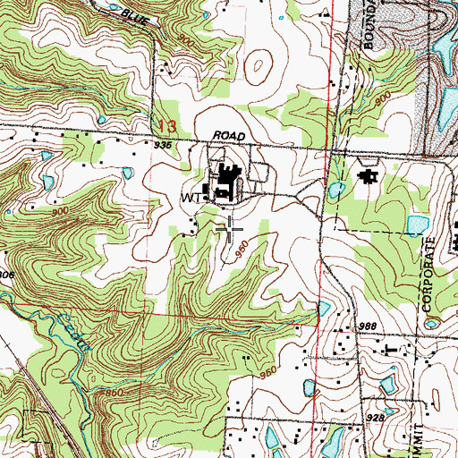 Topographic Map of Truman Medical Center Lakewood, MO