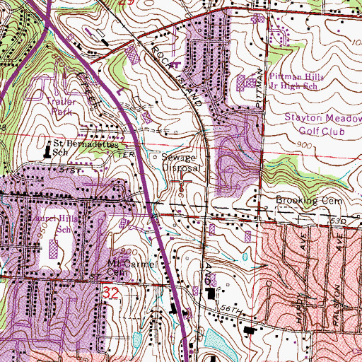 Topographic Map of Two Rivers Psychiatric Hospital, MO