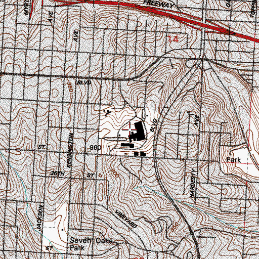 Topographic Map of Kansas City Veterans Affairs Medical Center, MO