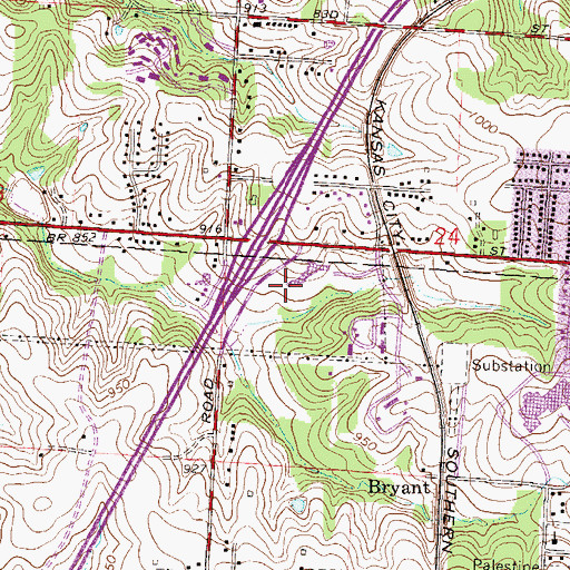 Topographic Map of Benjamin Plaza Shopping Center, MO