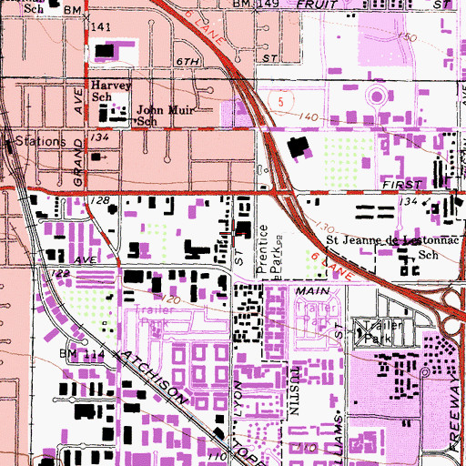 Topographic Map of Prentice Park, CA