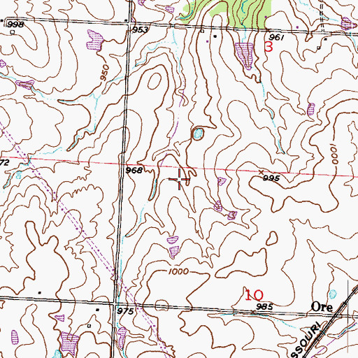 Topographic Map of Country Creek Estates Golf Course, MO
