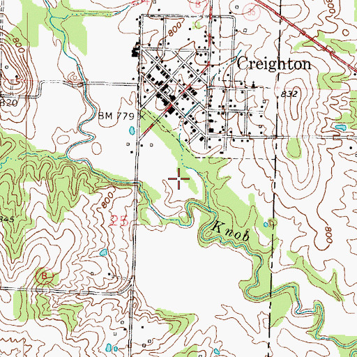 Topographic Map of Creighton Wastewater Treatment Facility, MO