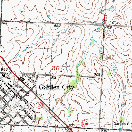 Topographic Map of Garden City Wastewater Treatment Facility, MO