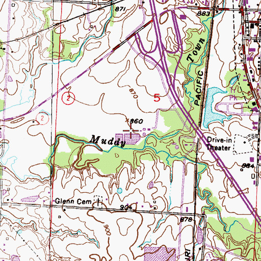 Topographic Map of Harrisonville Wastewater Treatment Plant, MO