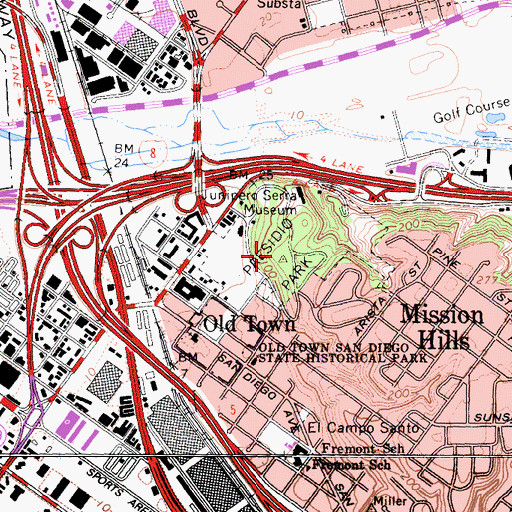 Topographic Map of Presidio Park, CA