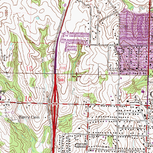 Topographic Map of Metro Mall North Shopping Center, MO