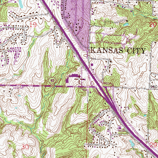 Topographic Map of Park Plaza Shopping Center, MO
