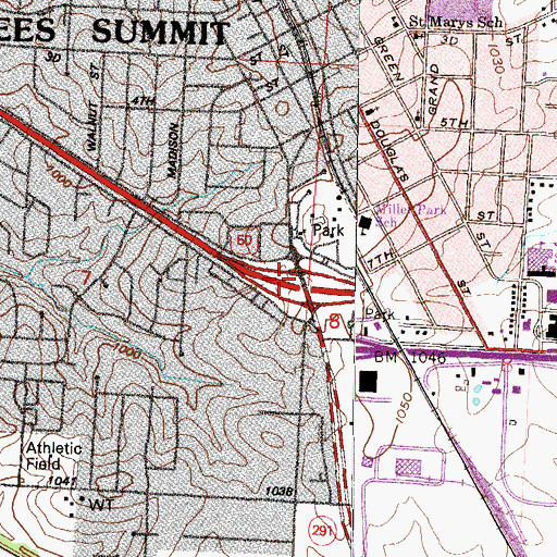 Topographic Map of Pinetree Plaza Shopping Center, MO